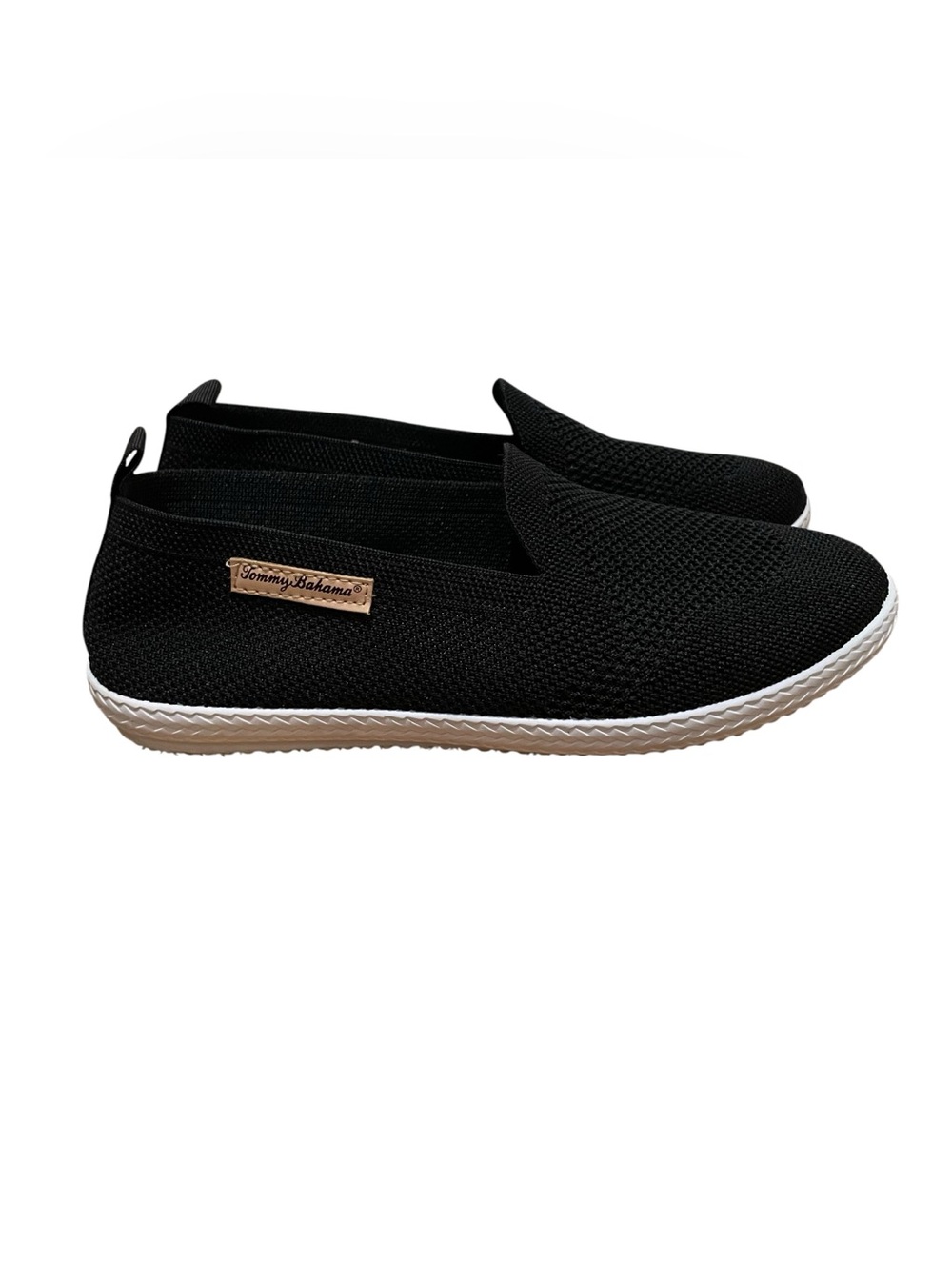 Tommy Bahama Knit Slip On Sneakers Black White Womens Size 8 Lightweight Casual